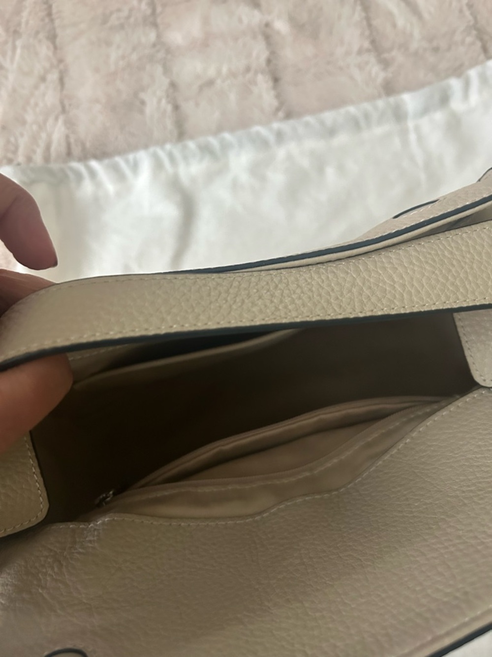 The Horse Oat Pebbled Leather Shoulder Bag with Black Trim - Picture 2 of 5